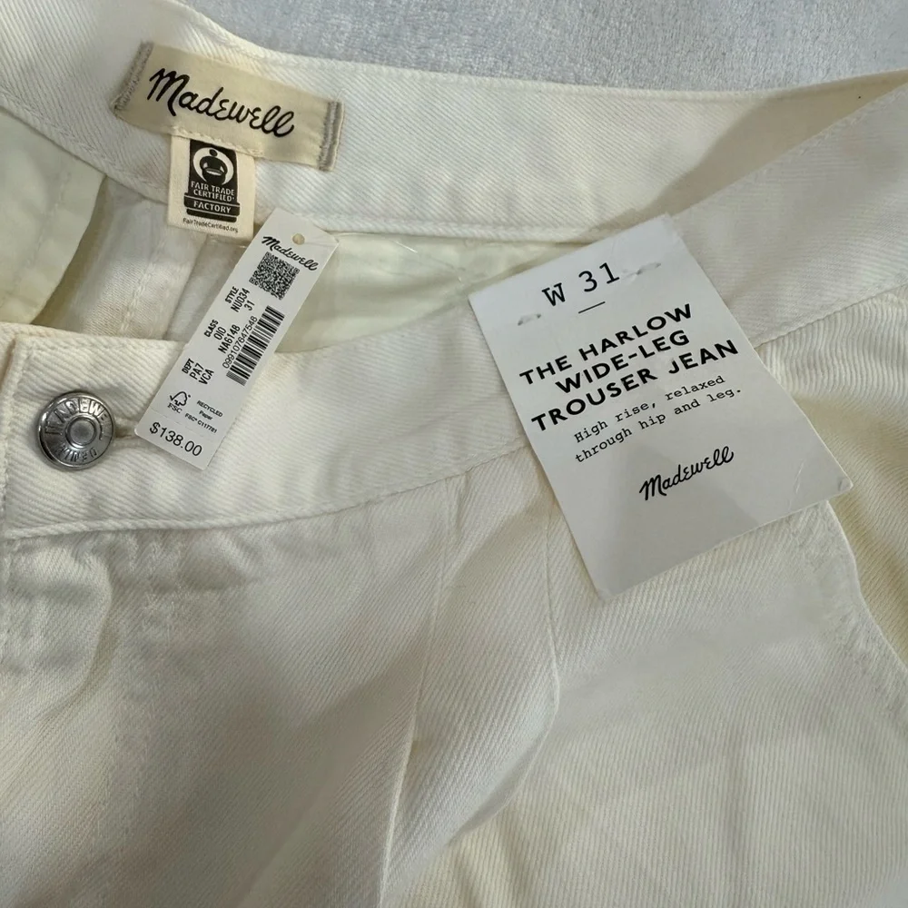Madewell Cream Wide Leg Pants